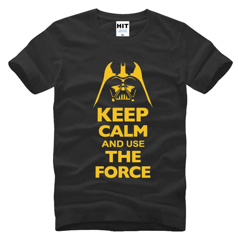 Keep Calm and use The Force, принт из фильма «Звездные войны», футболка, Мужская футболка, мужская мода, хлопковая футболка, футболка, Homme - Цвет: HEY HUAT