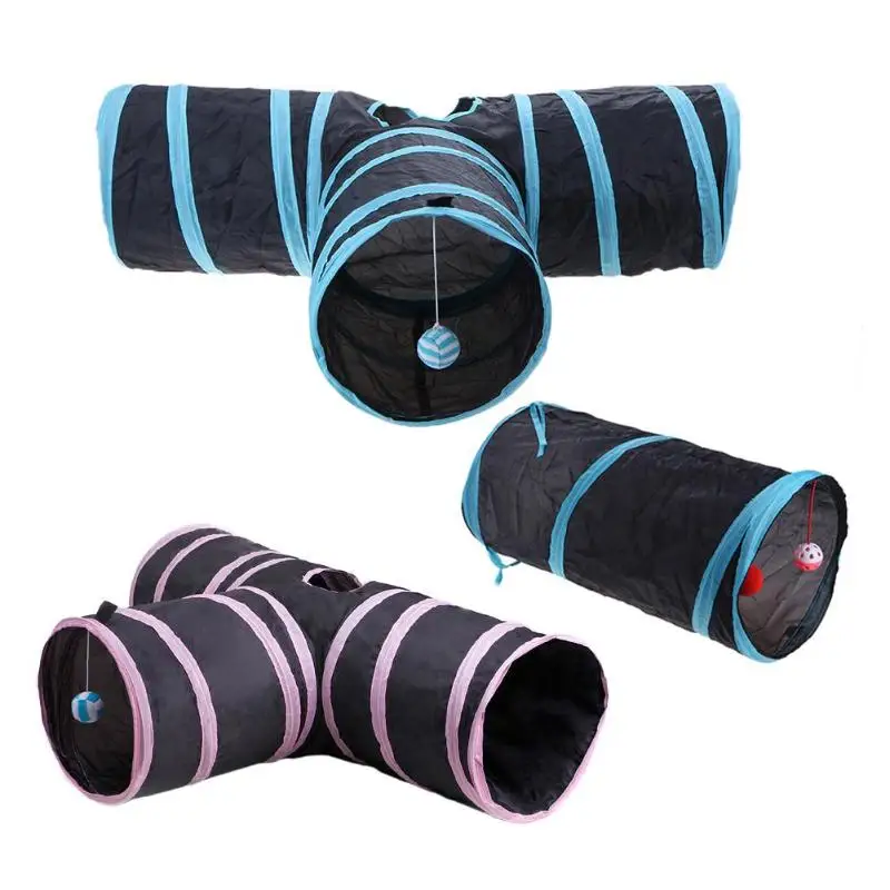 

Foldabe Pet Cat Tunnel Indoor Outdoor Pet Cats Training Toys for Cat Kitten Rabbit Animals Play Tunnel Tubes 2/3 Holes