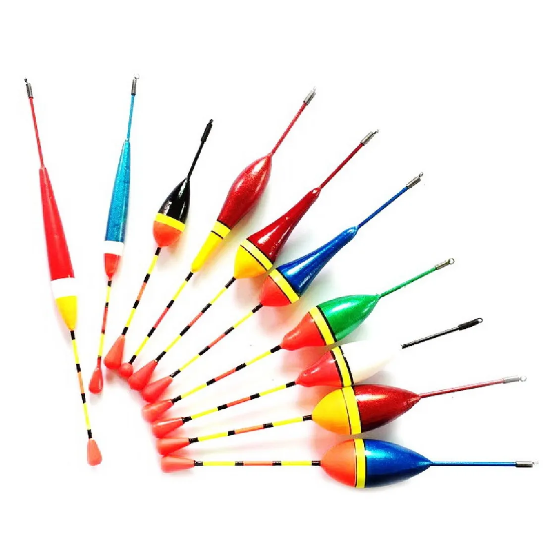 

Hot Sell 10Pcs Fishing Floats Set Buoy Bobber Fishing Light Stick Floats Fluctuate Mix Size Color float buoy peche a la carpe