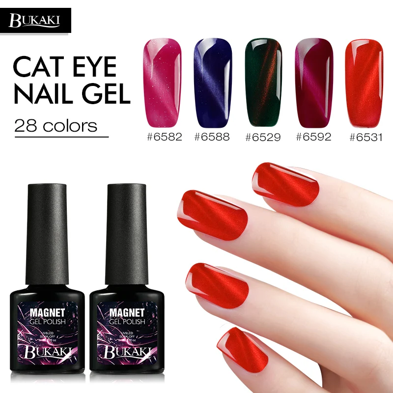 

BUKAKI 1pcs Cat Eyes Nail Gel Polish Magnetic UV Gel Varnish Semi Permanent Nail Art Design Manicure Cat Eye Effect
