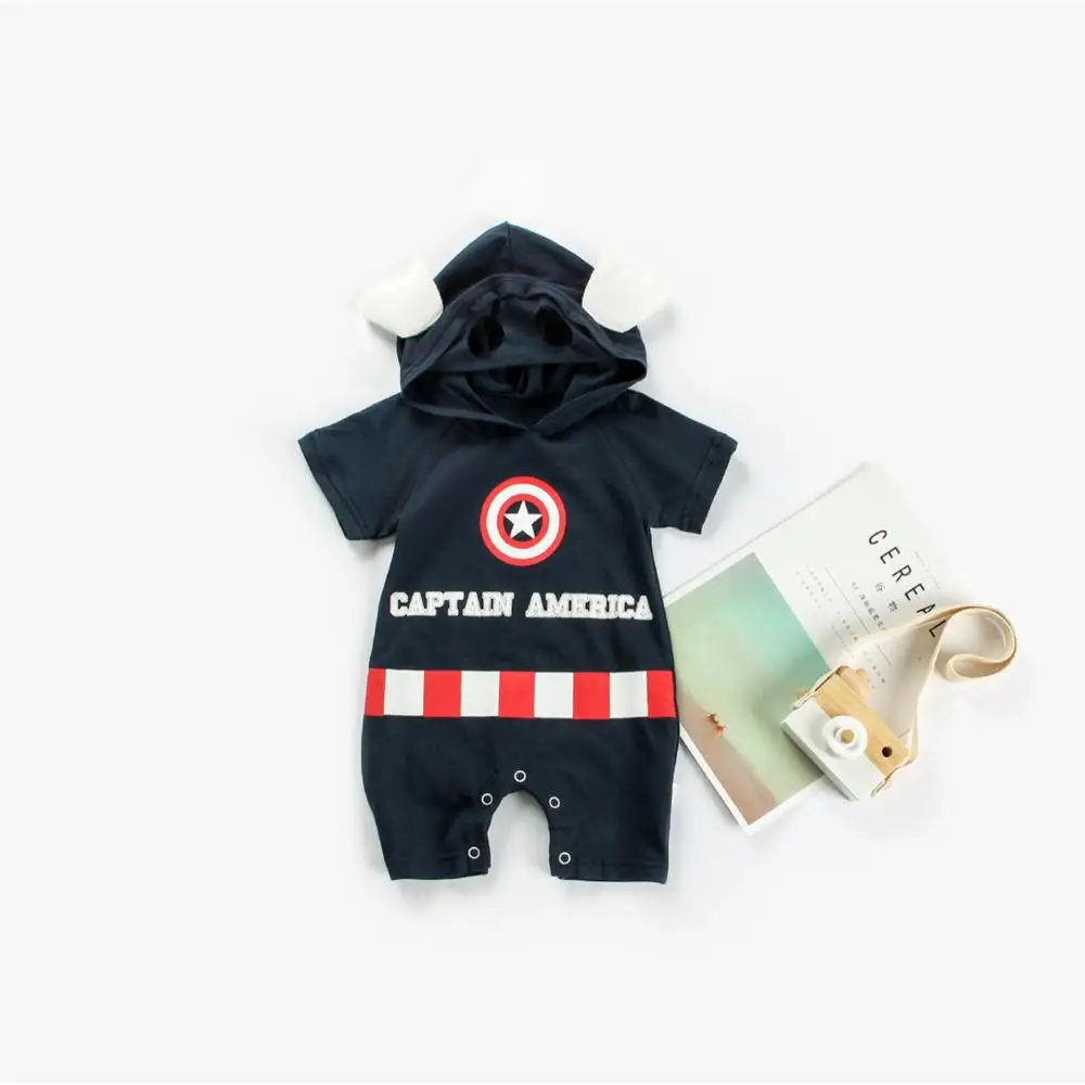 Captain Детская одежда Ropa Bebe/комбинезоны для новорожденных Костюм с шапкой в виде животного хлопковая одежда для маленьких девочек и мальчиков Одежда С Рисунком Тигра, медведя, утки, Комбинезоны - Цвет: Captain