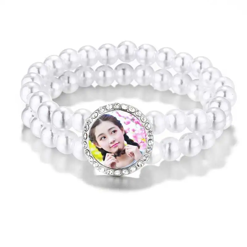 

button bracelets for dye sublimation double bead bracelet heat transfer blank jewelry consumables custom gift 10pcs/lot