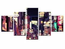 Canvas Printings City night scene 5 Piece Modern Style Cheap Pictures Decorative Wall Art Framed Prints Gift /City-116