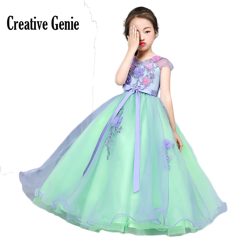 Light Green Flower Girl Dresses For Party And Wedding Ball Gown Short