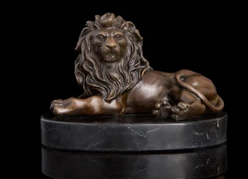 

Copper decoration Fine Buddha Brass Hot Sales of high quality casting Bronze statue of Lion sculptures formidable Lie Old Home
