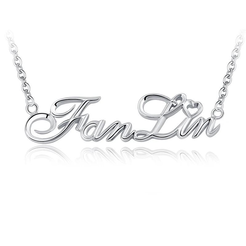 

YiYaoFa Name Necklace 3D Initial Necklace & Pendant Custom 925 Silver Letter Jewelry Valentine's Day Birthday Gift for Her