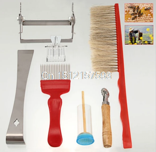7PCS Beekeeping Beekeeper Equipment Tool Bee Brush Catcher Cage Hive Holder Kit