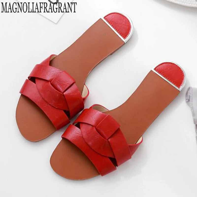 

Summer shoes woman Weaving flip flops Beach Women Slippers Sandals Flat Heel Slippers Casual Ladies Shoes Outdoor Female Slides
