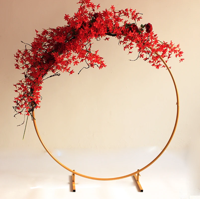 JAROWN Round Ring Arches Iron Shelf Artificial Flower Door Wedding DIY Background Decoration Home Party Flower Row Stand Decor (61)