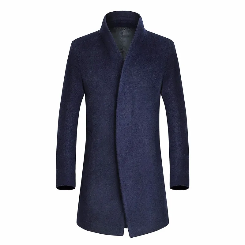 Мужской короткий Тренч, модное шерстяное длинное Мужское пальто, зимнее Мужское пальто, 4 цвета