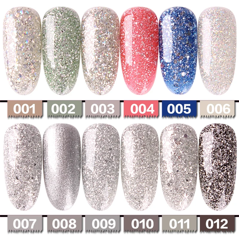YiZhiXiu 1pcs 10ml Glitter Silver Varnish Soak-off UV Gel Nail Polish Cheap Nail Lacquer Crystal Gel Manicure Platinum Enamel