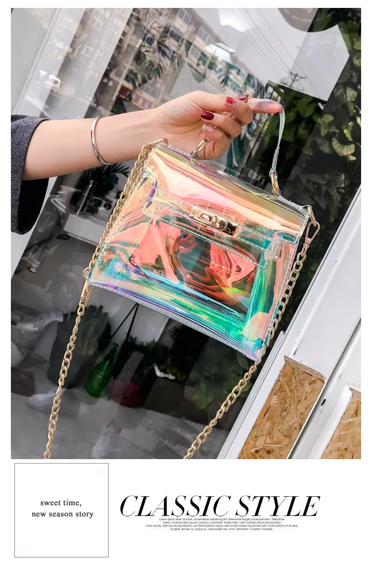 Сумки через плечо для женщин лазерные прозрачные сумки модные женские сумки в Корейском стиле сумка через плечо ПВХ водонепроницаемая пляжная сумка