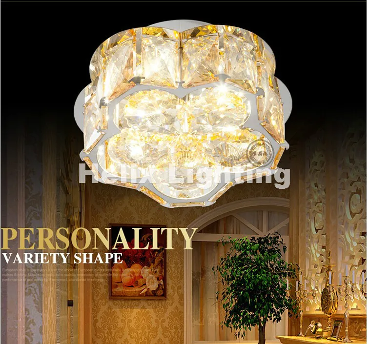 

D180mm Modern Led Ceiling Lamp Flush Mount Crystal Ceiling Lights 90-265V 9W Hallway Bed Room Foyer Light Free Shipping
