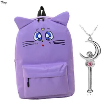 2016 korean canvas cat ear sailor moon backpack for teenagers girls boys orthopedic bag to rucksack
