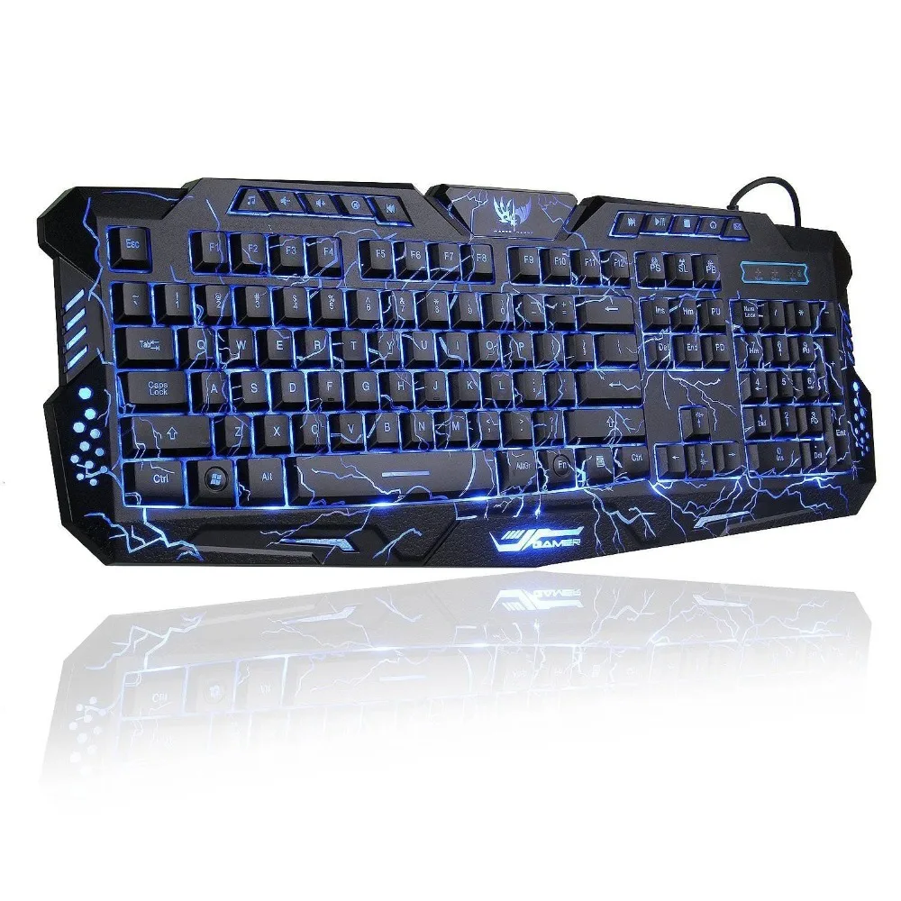 

LED 3 Color Backlight/Crackle M-200 Multimedia Ergonomic USB Gaming Keyboard 104 Keys Wired Mechanical Keyboard For Desktop Home