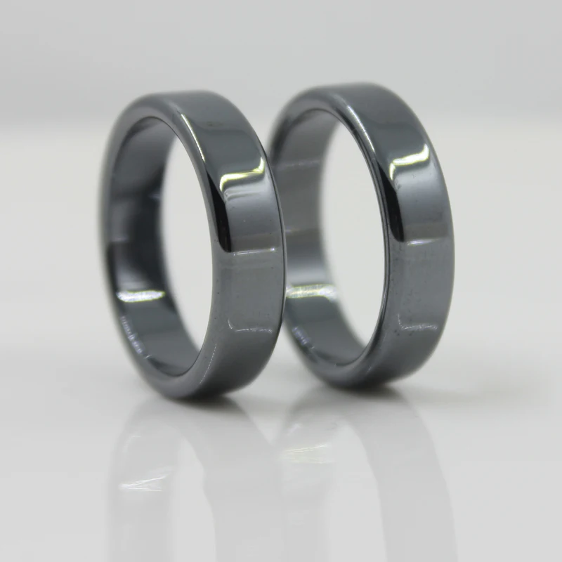 Модные ювелирные изделия класс AAA Качество Гладкие 6 мм ширина плоские гематитовые кольца(1 шт.) HR1002