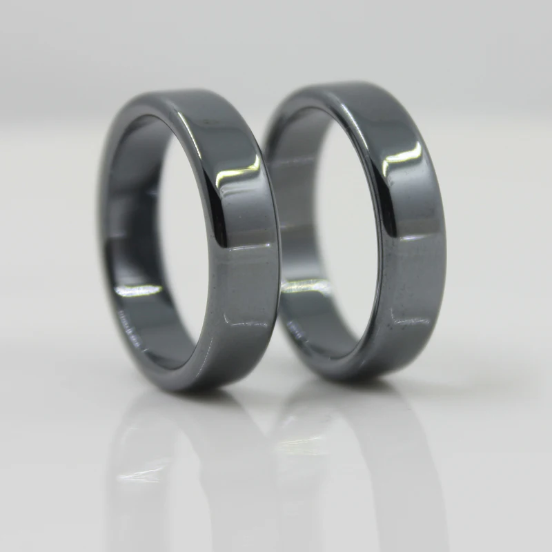 Fashion Jewelry Grade AAA Quality smooth 6 mm Width Flat Hematite Rings (1 Piece ) HR1002 - Image 2