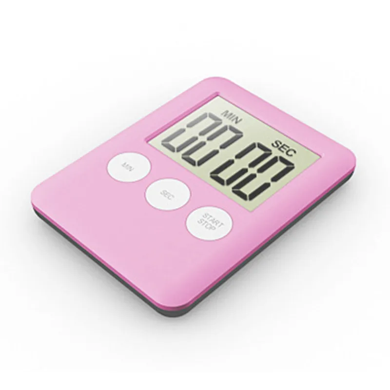 Супер тонкий цифровой кухонный таймер с ЖК-дисплеем квадратный Таймер приготовления будильник прямого и обратного счета магнитные часы Temporizador - Цвет: Розовый