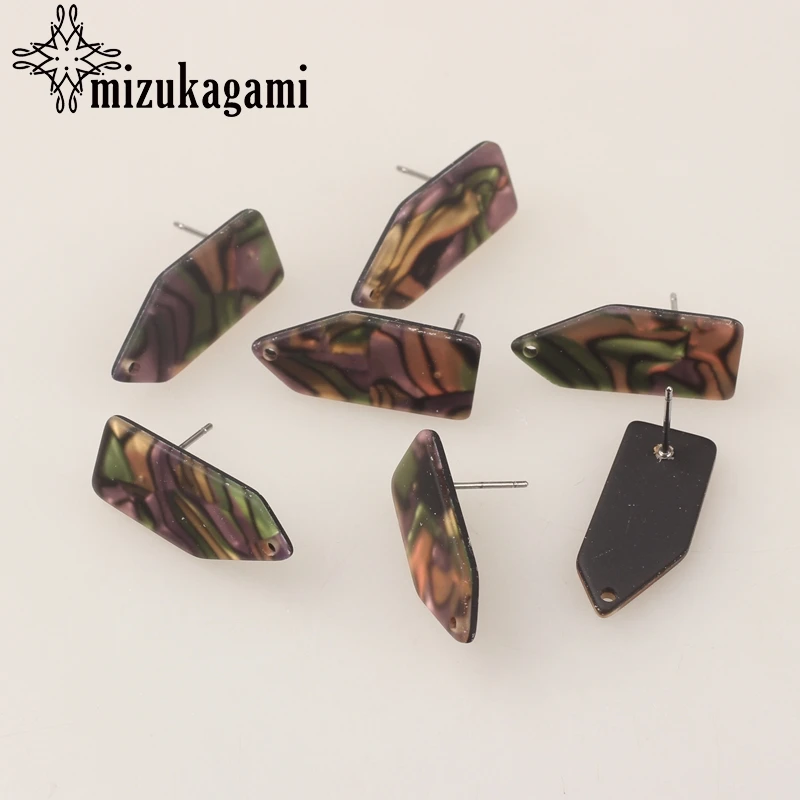 

Resin Tortoiseshell Imitation Abalone Shell Geometric Shape Base Earrings Connectors For DIY Earrings Making Finding Accessories