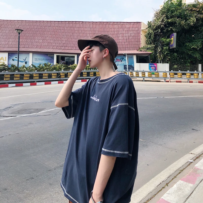 

2019 Spring And Summer New Listing Hot Korean Version Of Hip Hop Couple Print Loose Short-sleeved T-shirt Harajuku Streetwear