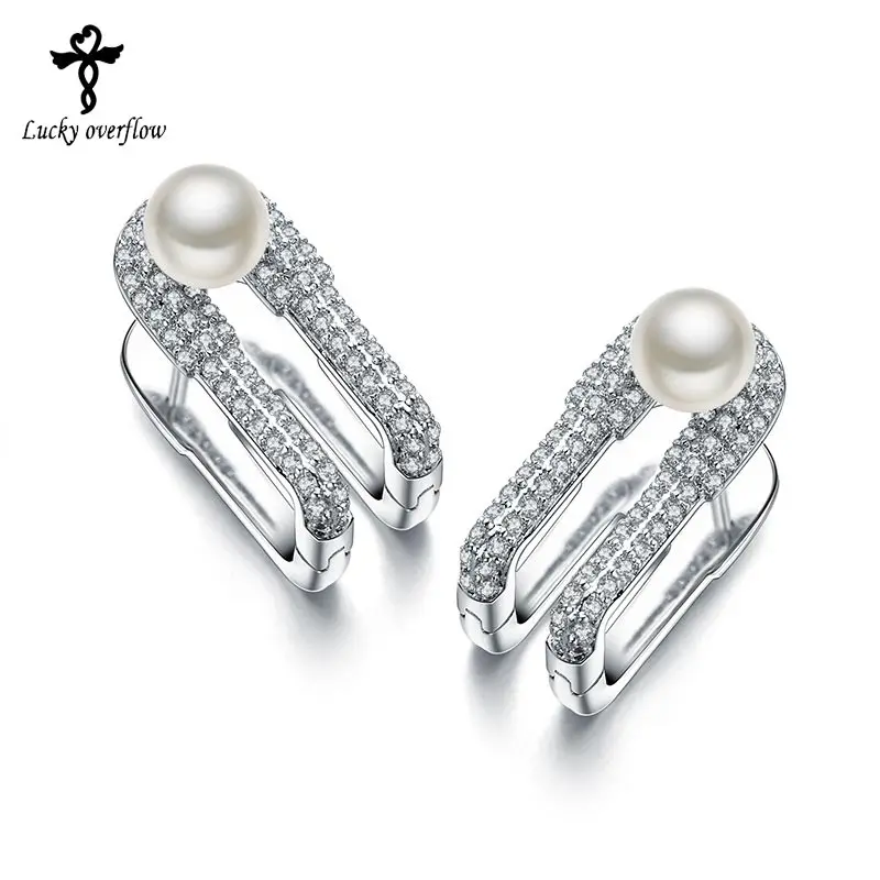 

2018 Fashion Square Pin Design earring AAA zircon Stud earrings for Women earring Christmas gift Factory wholesale Bling jewelry