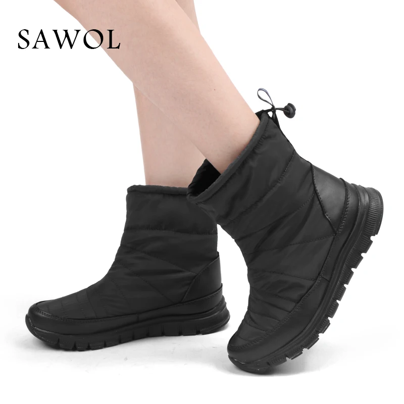 

Women's Winter Shoes Brand Women Shoes Winter Women Shoes Women Boots Femal Warm Plush Mid Calf Boots Plus Big Size Sawol