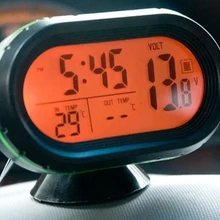 Многофункциональное цифровое 12 В Автомобильное напряжение будильник термометр температуры часы ЖК-устройство для контроля состояния аккумулятора метр детектор-зеленый