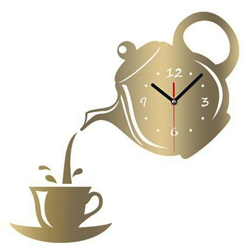 Креативные DIY акриловые кофейные чашки чайник 3D настенные часы декоративные кухонные настенные часы гостиная столовая домашний декор часы 325