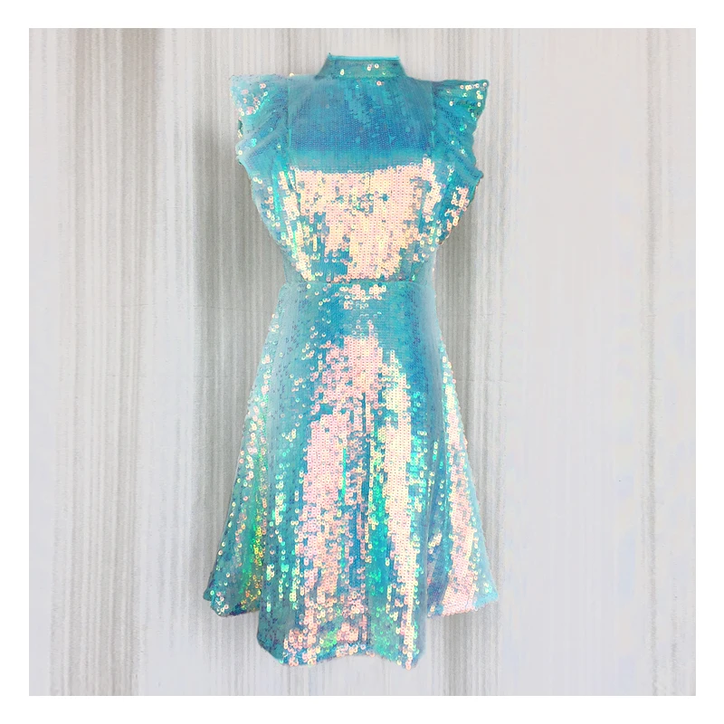 Vadim Real Gewaad Koop Polyester Jurk Vestidos De Fiesta 2018 Nieuwe Glanzende Pailletten Fairy Heavy Kralen Lotusblad Mouwen Taille vrouwen