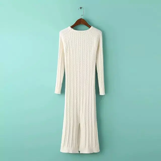 

H.SA 2019 Women Long Sweater Dress Slim Knite Jumpers Dress Long Sleeve Pullover Candy Collor Autumn Winter Basic Pull Sweater