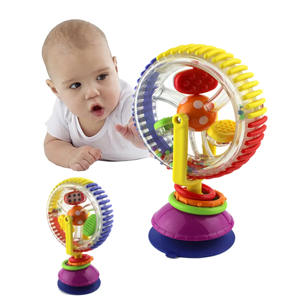 Трехцветное мультитач вращающееся колесо обозрения присоски игрушки 0-12 месяцев Новорожденные творческие развивающие детские погремушки Игрушки для малышей