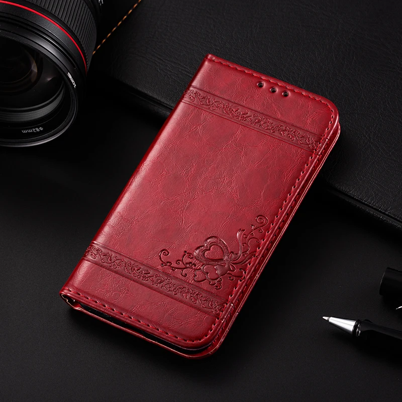 AMMYKI Горячая узорная Высокое качество цветочный логотип флип XA1+ pu кожаный чехол для задней панели сотового телефона 5,5 'для sony xperia XA1 Plus чехол - Цвет: Красный