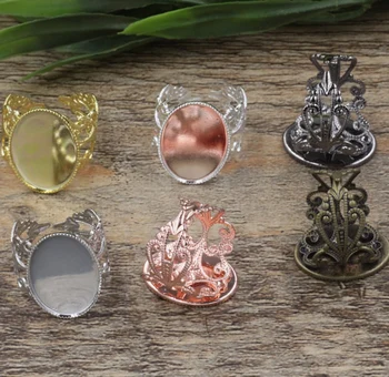 

10pcs 13x18mm/18x25mm crankset pad filigree ring setting base adjustable for handmake jewelry materials---color option