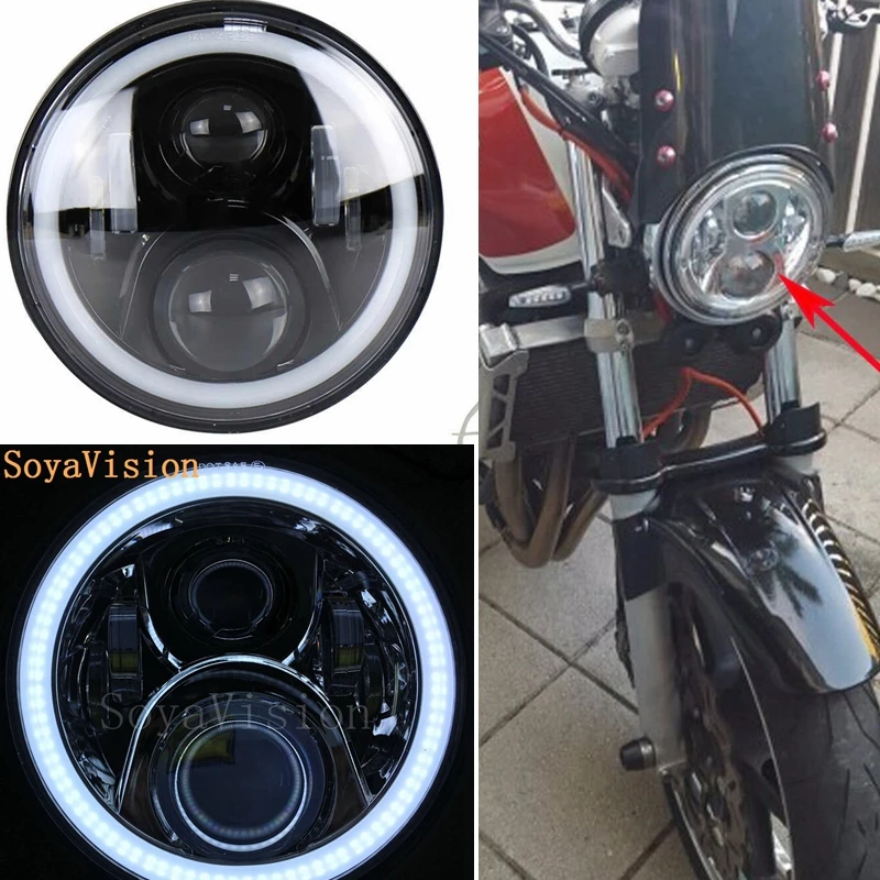 White Angel Eyes 7 Inch Led Headlight For Honda CB400 CB500 CB1300 Hornet 250 600 900 VTECVTR250 DOT Approved |