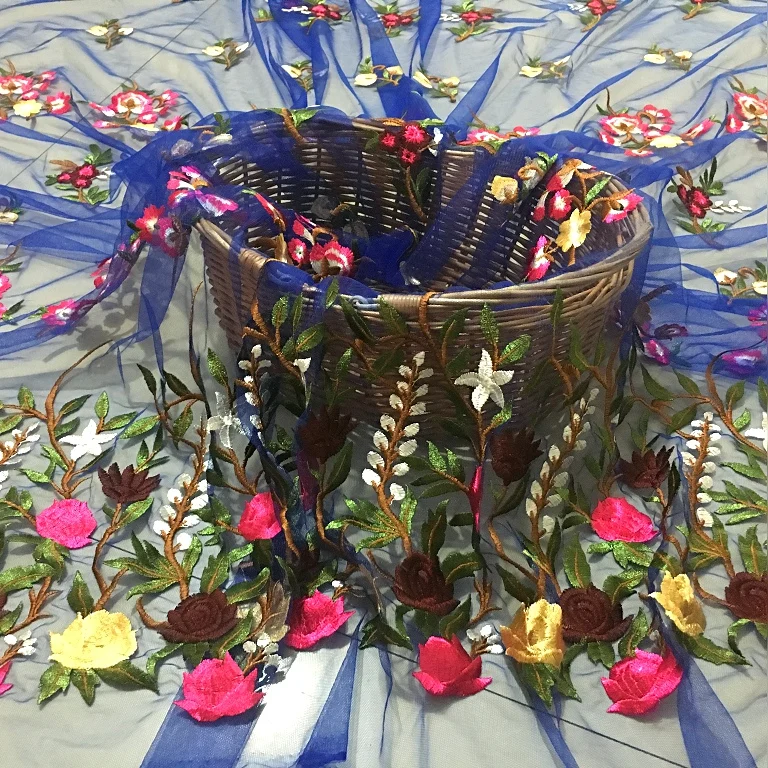 

Многоцветная Цветочная сетка с вышивкой, кружевная ткань, свадебное платье, Тюлевая ткань для юбки, ткань для лоскутного шитья