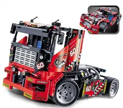 608 шт. технология сборка грузовик гонки 2 в 1 строительные блоки игрушка изменчивость модель игрушка для мальчиков