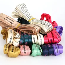 "Hand made" дизайн печатная атласная лента DIY шитье и упаковка ювелирных изделий Аксессуары 10 мм ширина 5 ярдов/партия