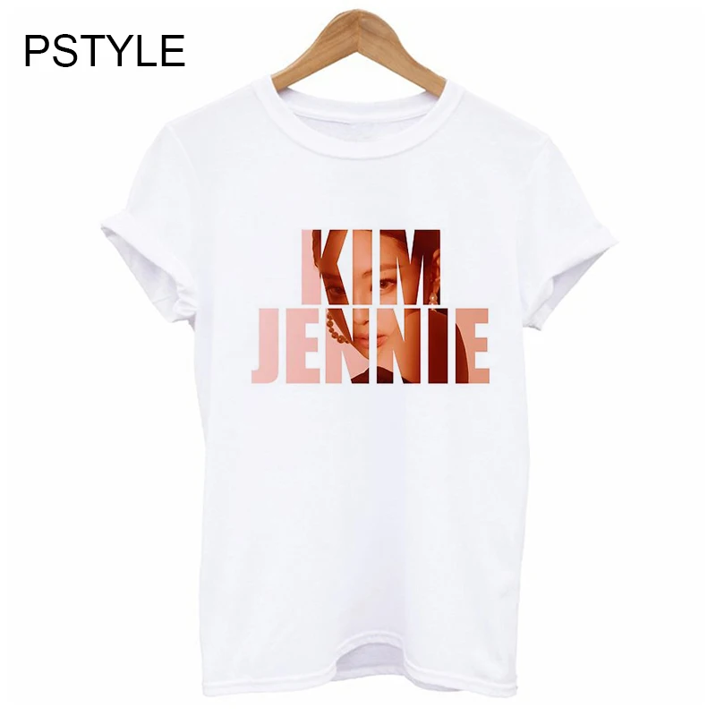

Korean Style Jennie Letter Print Women T Shirt Summer Short Sleeve Album Kpop Design White Modal Tops Gor Young Ladies Girls