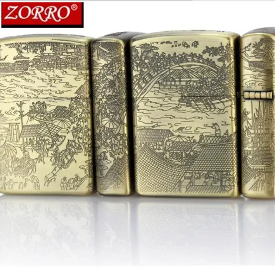 

ZORRO kerosene lighter chinese river thickens copper shell men's gift