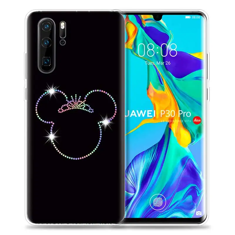 Чехол для huawei P30 P20 P10 P9 mate 10 20 Lite Pro, чехол для мобильного телефона P Smart Z Plus, чехол для влюбленных с поцелуями, Микки и Минни Маус