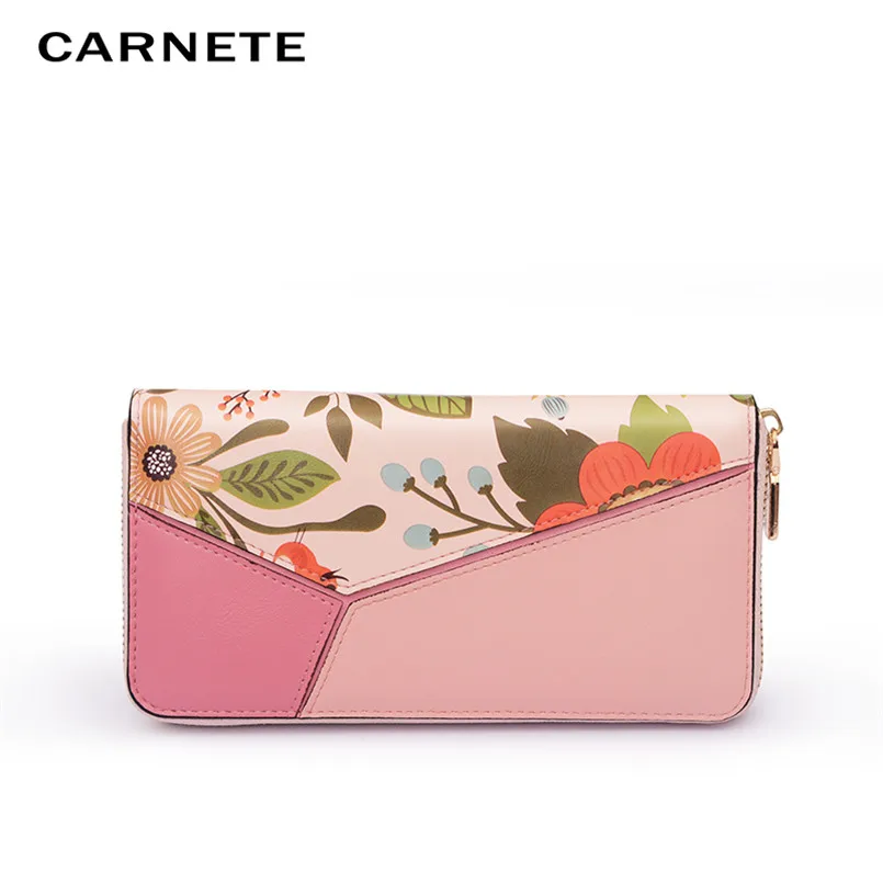 

CARNETE 2019 Fashion Women's Wallet Long Section Version Of The Female Zipper Hit Color Bag Student Purse Card Package Cuero