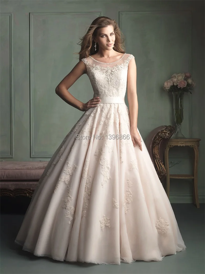 Free Shipping Soft Pink Wedding Dress 2017 Sheer Neck See Through Free Shipping Soft Pink Wedding Dress 2017 Sheer Neck See Through Liques Bridal Gown Ball Organza Vestido De Noiva Aw364 In Dresses From