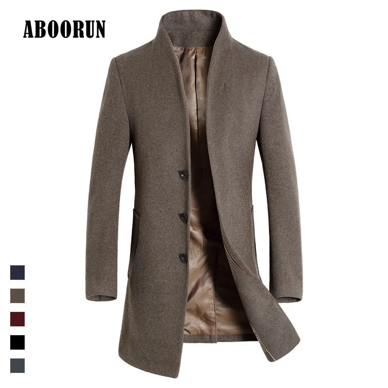 2017 High Quality Mens Long Wool Trench Coat Korean Men Slim fit Trench