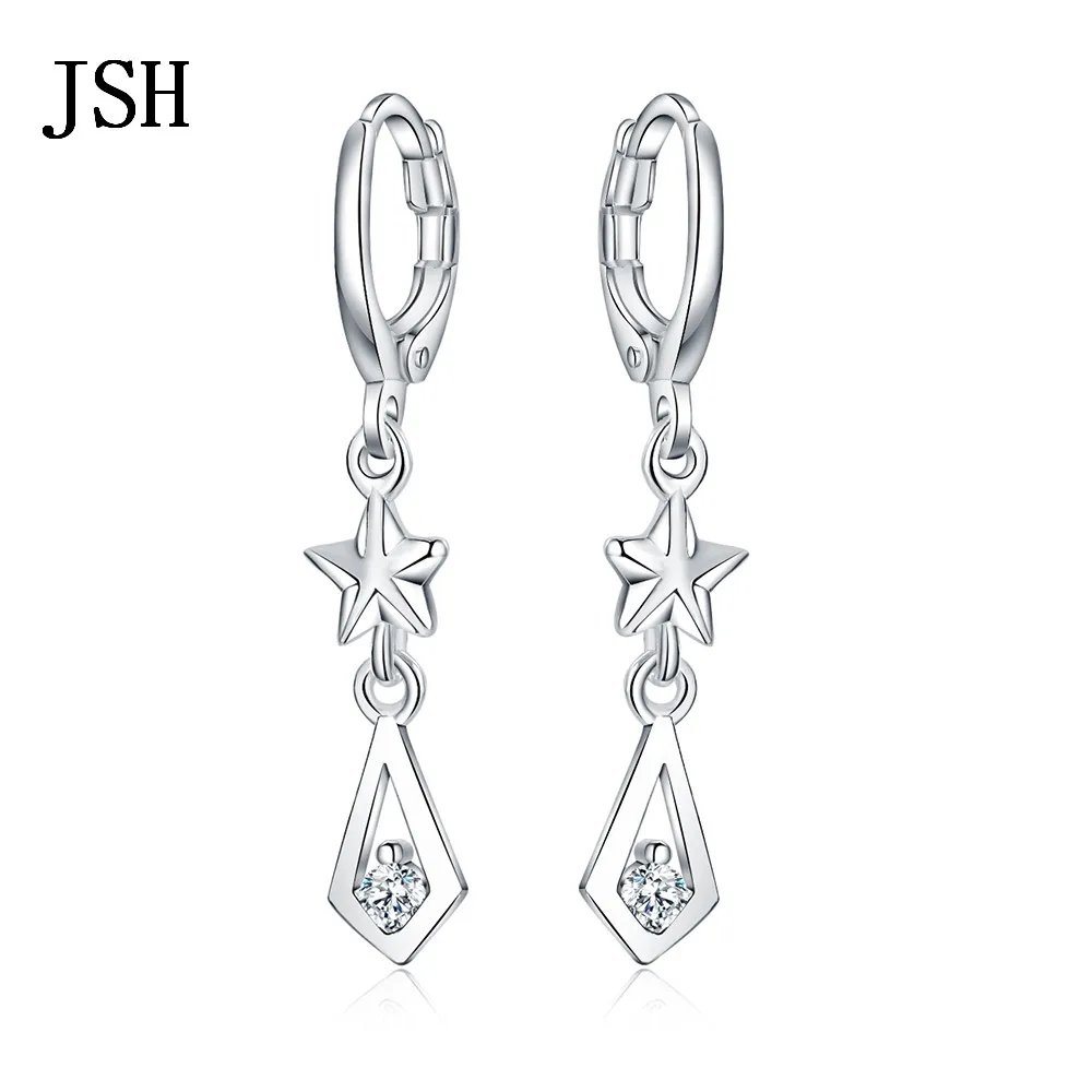 

Hot sale gorgeous silver color Retro charms women Lady crystal wedding gifts earring hook Stone jewelry best gift LE052