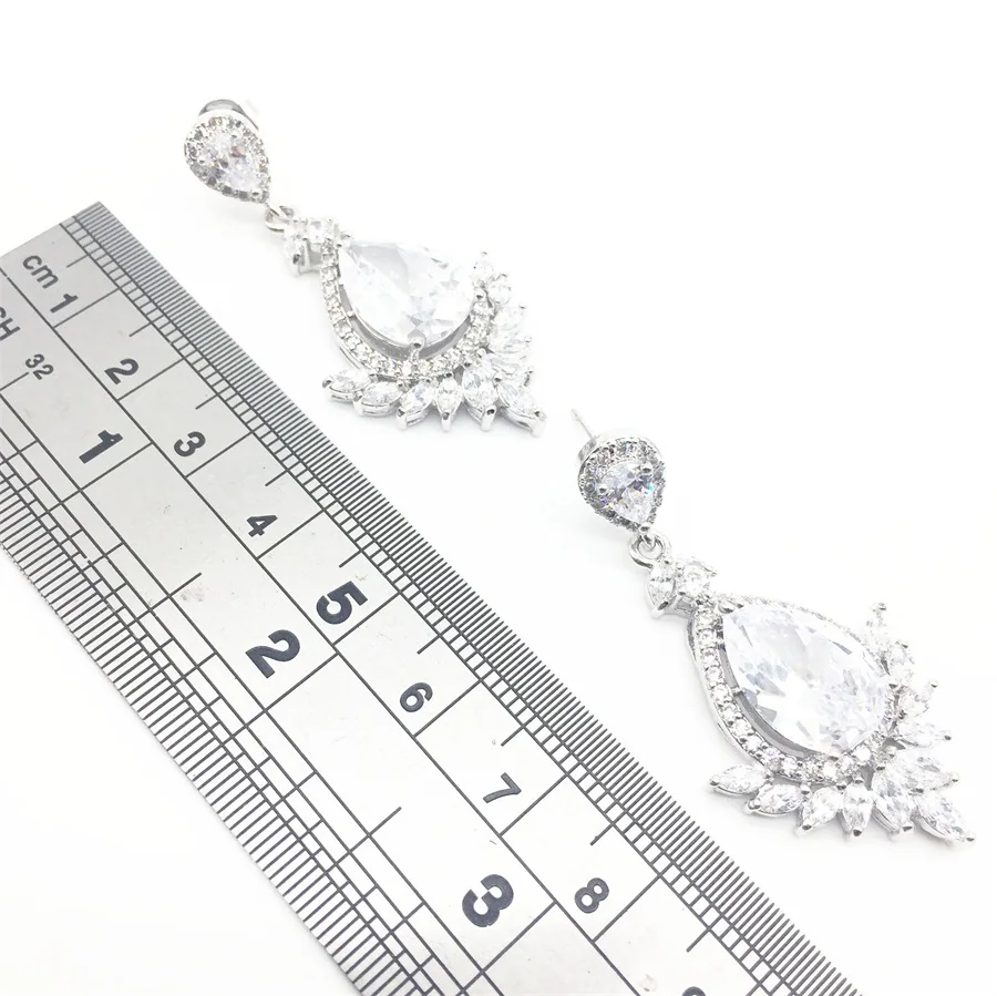Прозрачный кубический цирконий серебро 925 ювелирные наборы рождественские серьги/кольца/кулон/ожерелье наборы для женщин