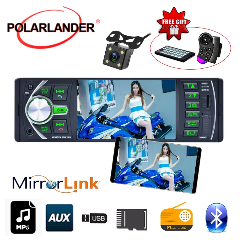 Radio mirror link 4.1 inch steering wheel remote control FM/USB/TF car radio MP5 MP4 bluetooth Autoradio 1 din DVR input Radio mirror link 4.1 inch steering wheel remote control FM/USB/TF car radio MP5 MP4 bluetooth Autoradio 1 din DVR input