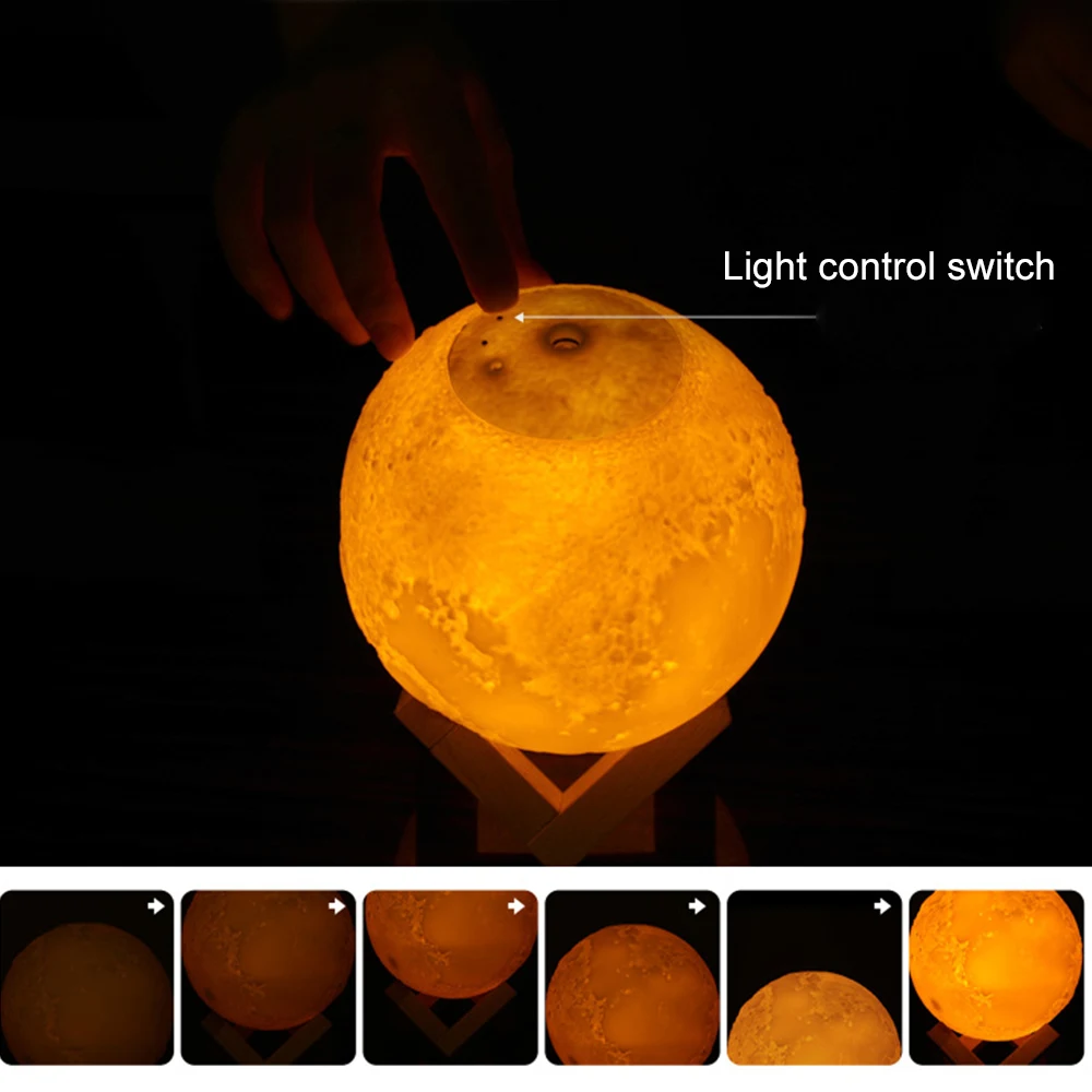 Креативный 880 мл увлажнитель воздуха+ 3D принт Лунная лампа сенсорный выключатель светодиодный Ночной светильник на батарейках ночной Светильник Декор для спальни подарок