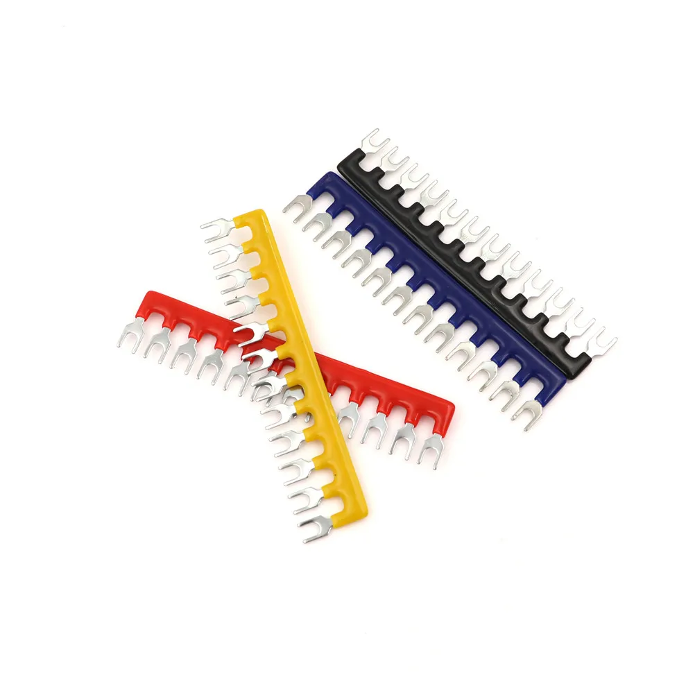 5PCS Random Color TB-1512 15A 12 Position Pre Insulated Fork Terminal Connection Strip Tiebar