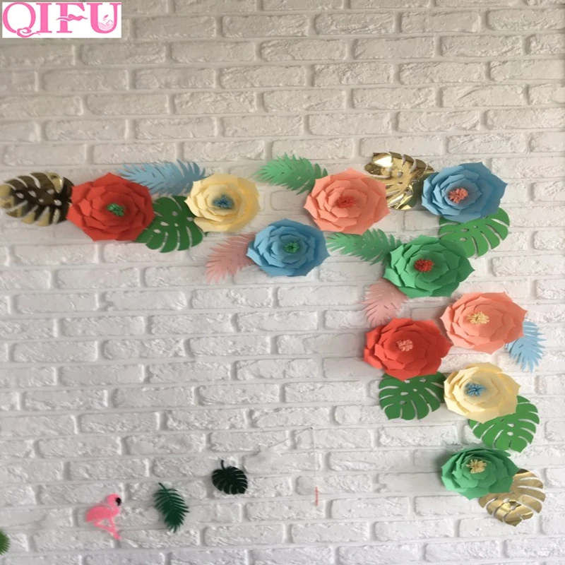 QIFU DIY flores de papel decoración de pared niños foto de fondo flor Artificial para recuerdos de boda y regalos flores de papel