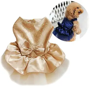 

HOT SALE! Pet Dog Puppy Wedding Lace Dress Bow Gauze Tutu Skirt Cat Sequin Princess Clothes Apparel